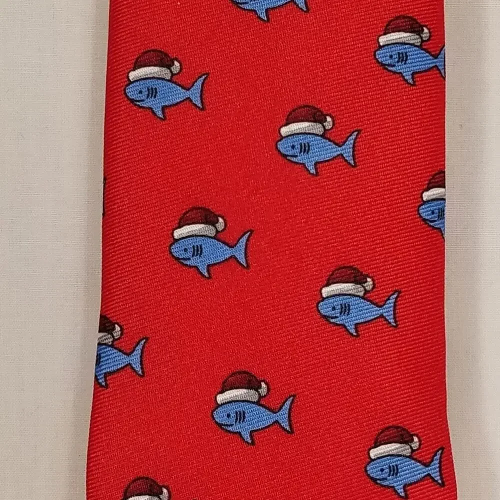 Chaps Kids Holiday/Christmas Red Tie With Conway Baby Shark With Santa's Hat New
